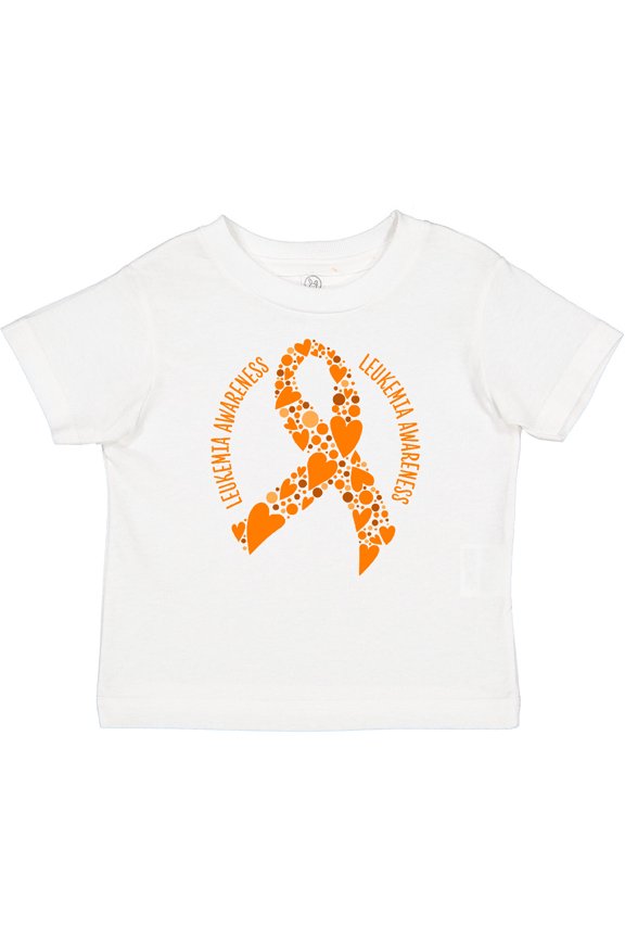 Leukemia Awareness Orange Ribbon Made of Hearts Boys or Girls Baby T-Shirt