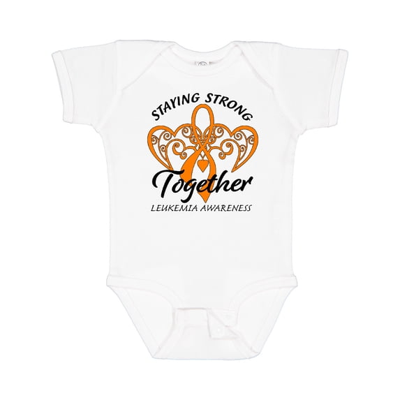Inktastic Leukemia Awareness Staying Strong Together and Orange Ribbon Boys or Girls Baby Bodysuit
