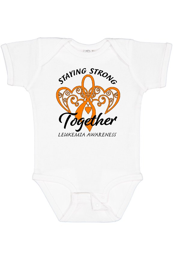 Leukemia Awareness Staying Strong Together and Orange Ribbon Boys or Girls Baby Bodysuit