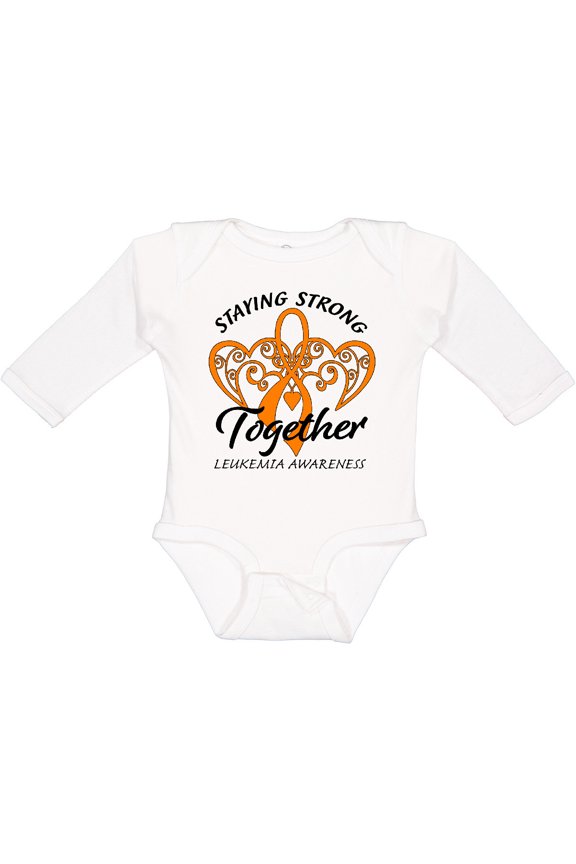 Leukemia Awareness Staying Strong Together and Orange Ribbon Boys or Girls Long Sleeve Baby Bodysuit