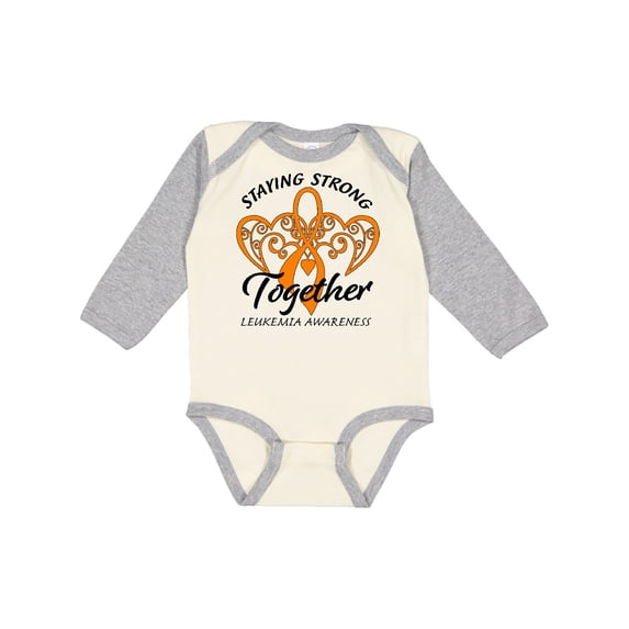 Inktastic Leukemia Awareness Staying Strong Together and Orange Ribbon Boys or Girls Long Sleeve Baby Bodysuit