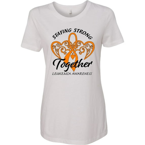 Inktastic Leukemia Awareness Staying Strong Together and Orange Ribbon Women's T-Shirt