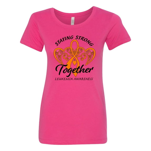 Inktastic Leukemia Awareness Staying Strong Together and Orange Ribbon Women's T-Shirt