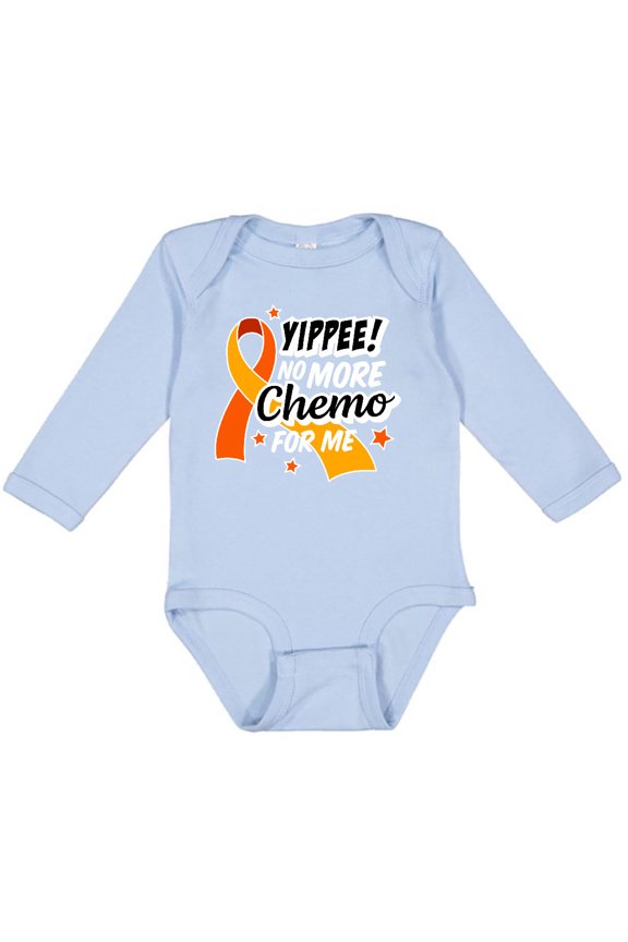 Leukemia Awareness Yippee no More Chemo for Me Boys or Girls Long Sleeve Baby Bodysuit