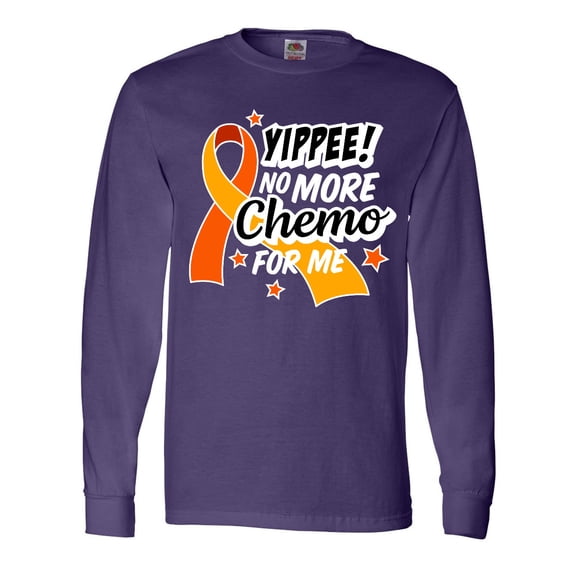 Inktastic Leukemia Awareness Yippee no More Chemo for Me Long Sleeve T-Shirt