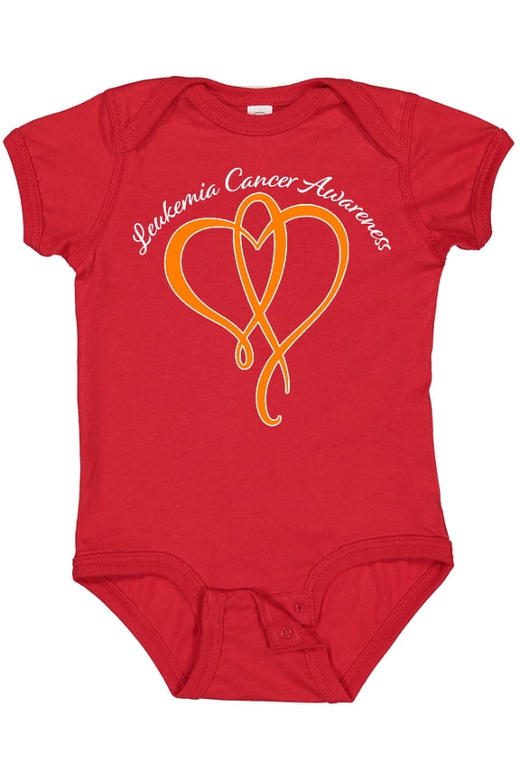 Leukemia Awareness with Orange Ribbon Heart Boys or Girls Baby Bodysuit