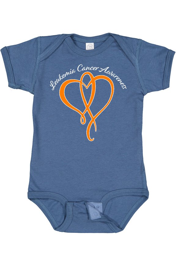 Leukemia Awareness with Orange Ribbon Heart Boys or Girls Baby Bodysuit