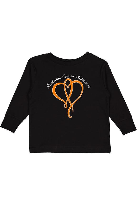 Leukemia Awareness with Orange Ribbon Heart Boys or Girls Long Sleeve Toddler T-Shirt
