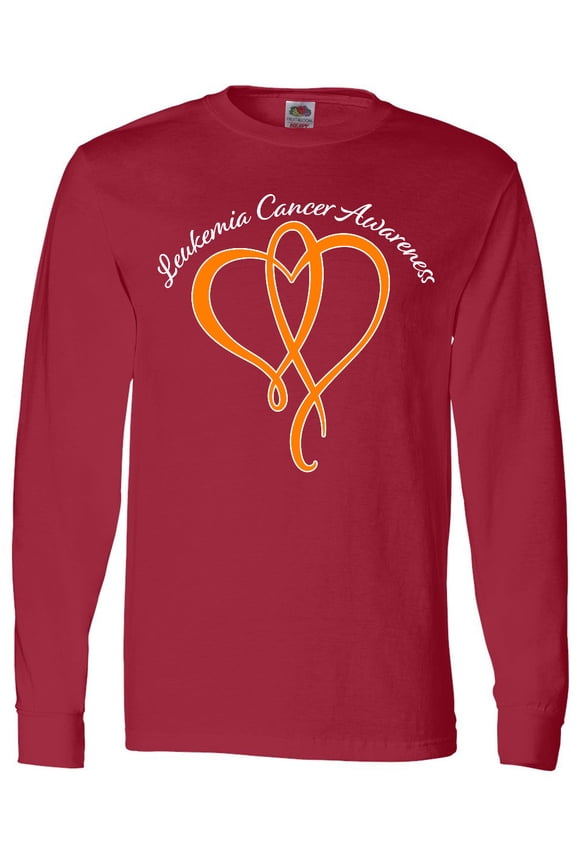 Leukemia Awareness with Orange Ribbon Heart Long Sleeve T-Shirt