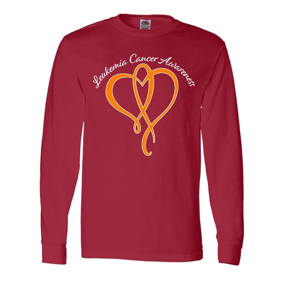 Inktastic Leukemia Awareness with Orange Ribbon Heart Long Sleeve T-Shirt