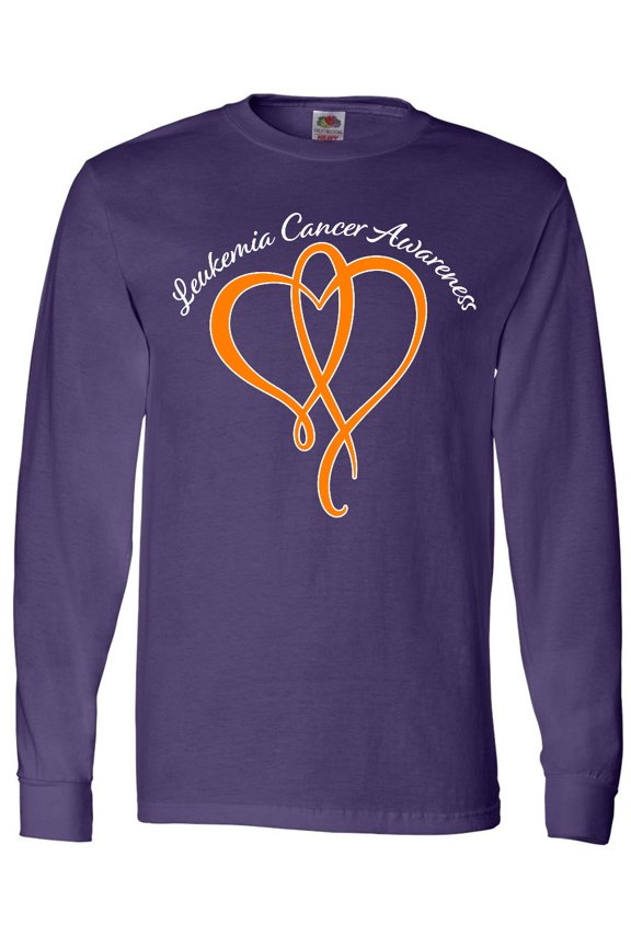 Leukemia Awareness with Orange Ribbon Heart Long Sleeve T-Shirt