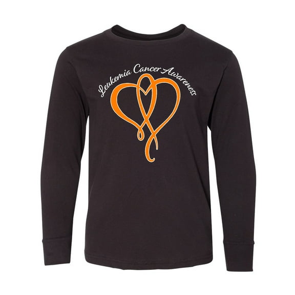 Inktastic Leukemia Awareness with Orange Ribbon Heart Long Sleeve Youth T-Shirt