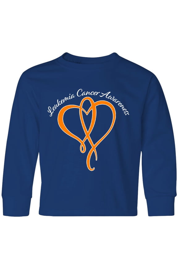 Leukemia Awareness with Orange Ribbon Heart Long Sleeve Youth T-Shirt