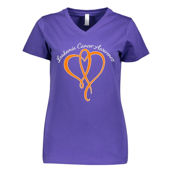 Inktastic Leukemia Awareness with Orange Ribbon Heart Women's V-Neck T-Shirt
