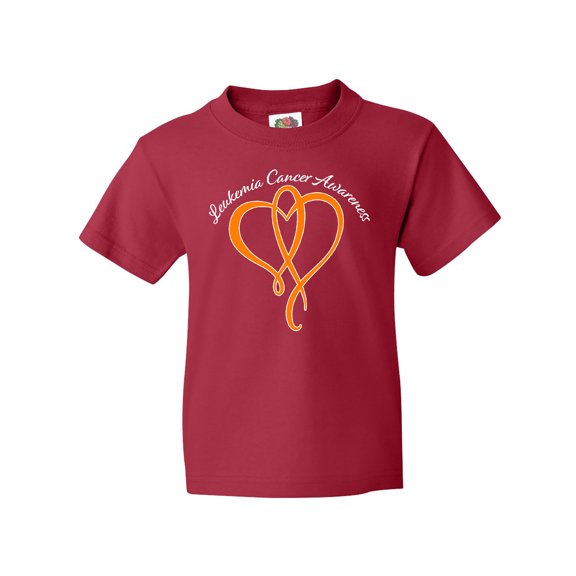 Inktastic Leukemia Awareness with Orange Ribbon Heart Youth T-Shirt