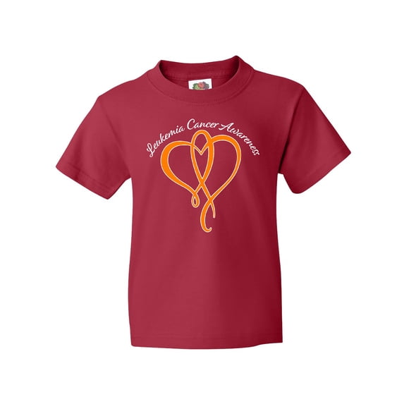 Inktastic Leukemia Awareness with Orange Ribbon Heart Youth T-Shirt