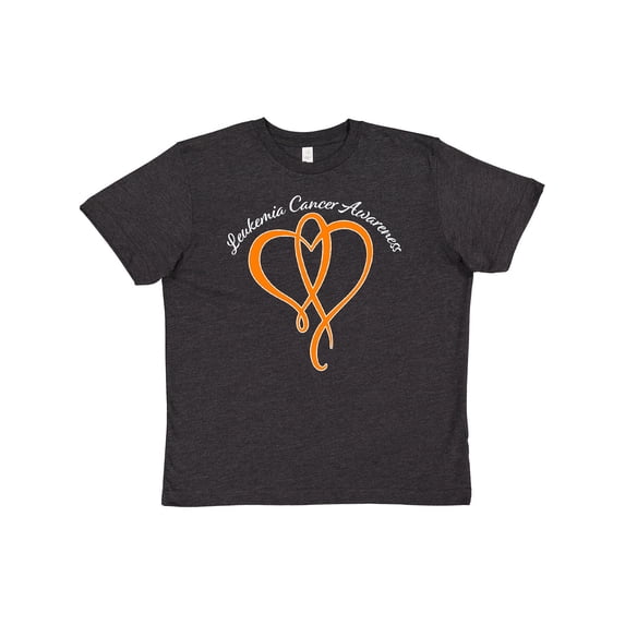 Inktastic Leukemia Awareness with Orange Ribbon Heart Youth T-Shirt