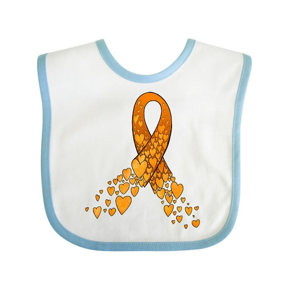 Inktastic Leukemia Awareness with Orange Ribbon Made of Hearts Boys or Girls Baby Bib