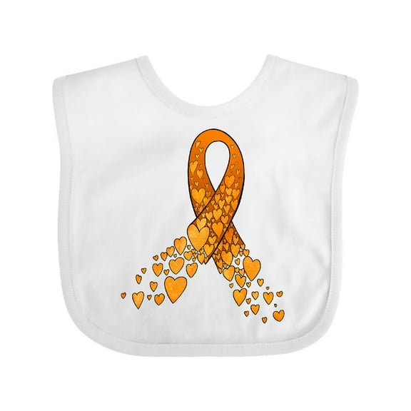 Inktastic Leukemia Awareness with Orange Ribbon Made of Hearts Boys or Girls Baby Bib