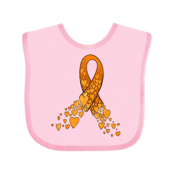 Inktastic Leukemia Awareness with Orange Ribbon Made of Hearts Boys or Girls Baby Bib