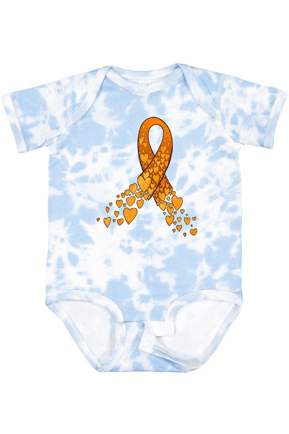 Leukemia Awareness with Orange Ribbon Made of Hearts Boys or Girls Baby Bodysuit