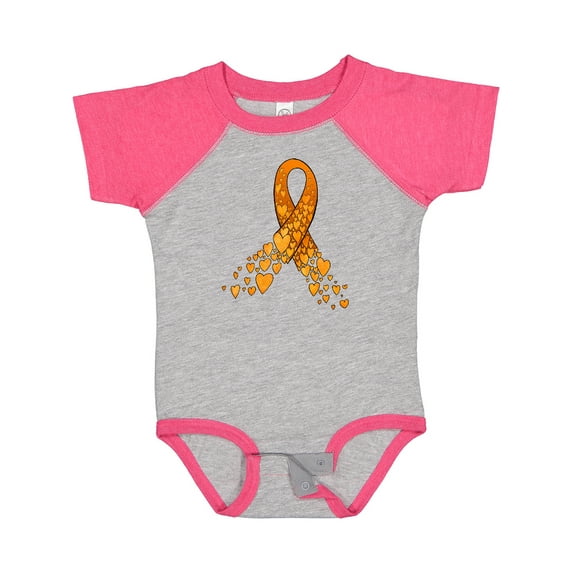Inktastic Leukemia Awareness with Orange Ribbon Made of Hearts Boys or Girls Baby Bodysuit