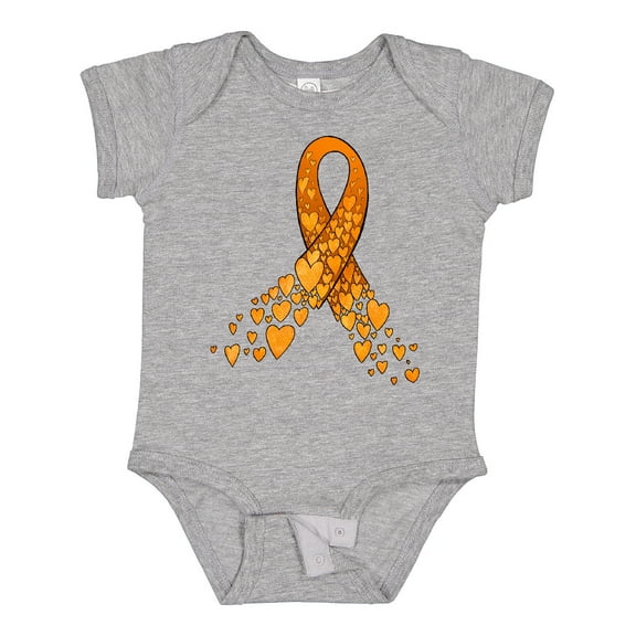 Inktastic Leukemia Awareness with Orange Ribbon Made of Hearts Boys or Girls Baby Bodysuit