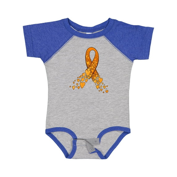 Inktastic Leukemia Awareness with Orange Ribbon Made of Hearts Boys or Girls Baby Bodysuit