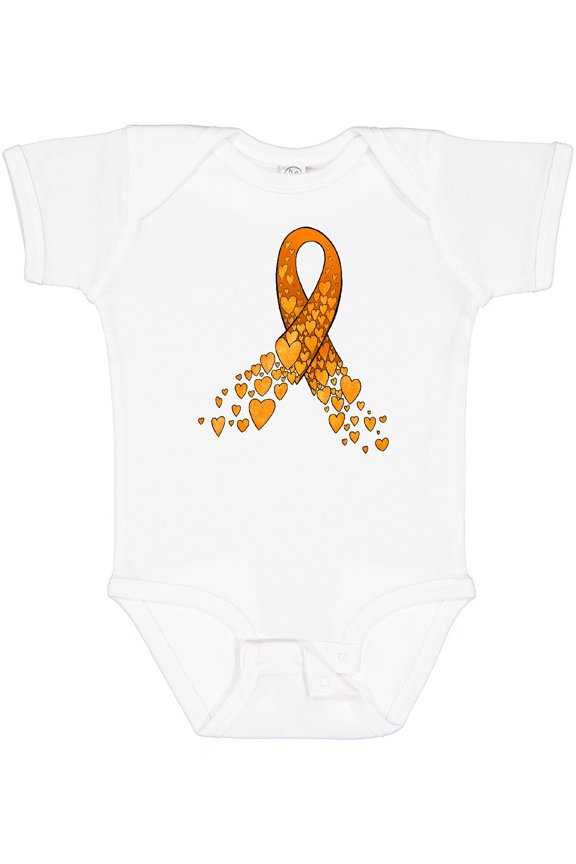 Leukemia Awareness with Orange Ribbon Made of Hearts Boys or Girls Baby Bodysuit