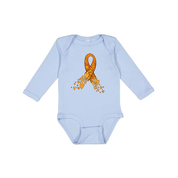 Inktastic Leukemia Awareness with Orange Ribbon Made of Hearts Boys or Girls Long Sleeve Baby Bodysuit