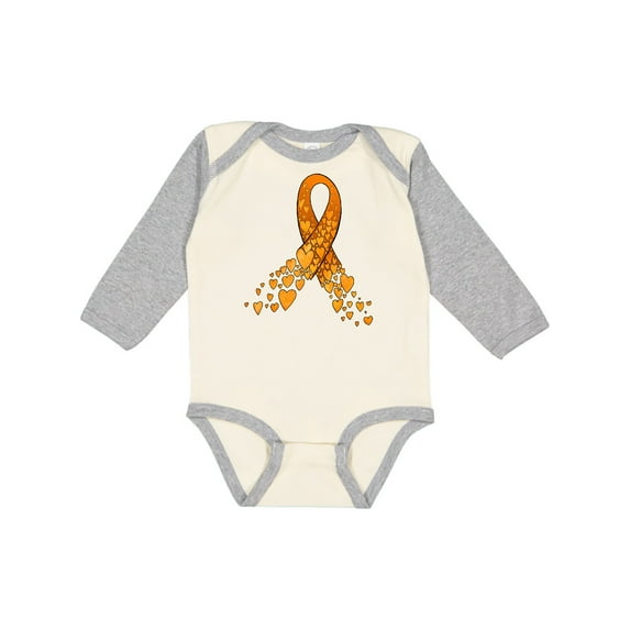 Inktastic Leukemia Awareness with Orange Ribbon Made of Hearts Boys or Girls Long Sleeve Baby Bodysuit