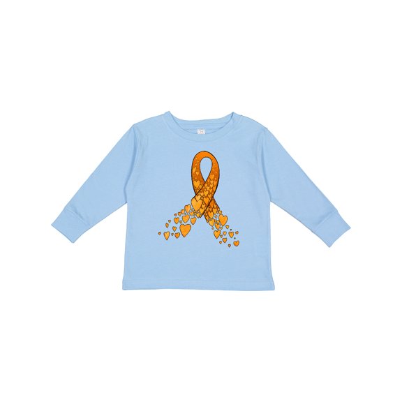Inktastic Leukemia Awareness with Orange Ribbon Made of Hearts Boys or Girls Long Sleeve Toddler T-Shirt