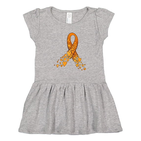 Inktastic Leukemia Awareness with Orange Ribbon Made of Hearts Girls Toddler Dress