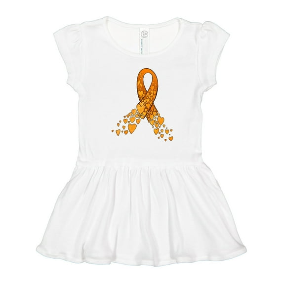 Inktastic Leukemia Awareness with Orange Ribbon Made of Hearts Girls Toddler Dress