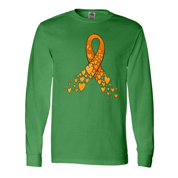 Inktastic Leukemia Awareness with Orange Ribbon Made of Hearts Long Sleeve T-Shirt