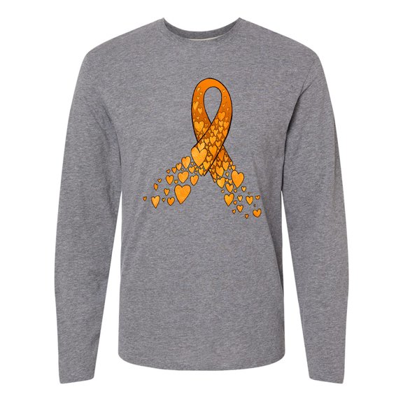 Inktastic Leukemia Awareness with Orange Ribbon Made of Hearts Long Sleeve T-Shirt