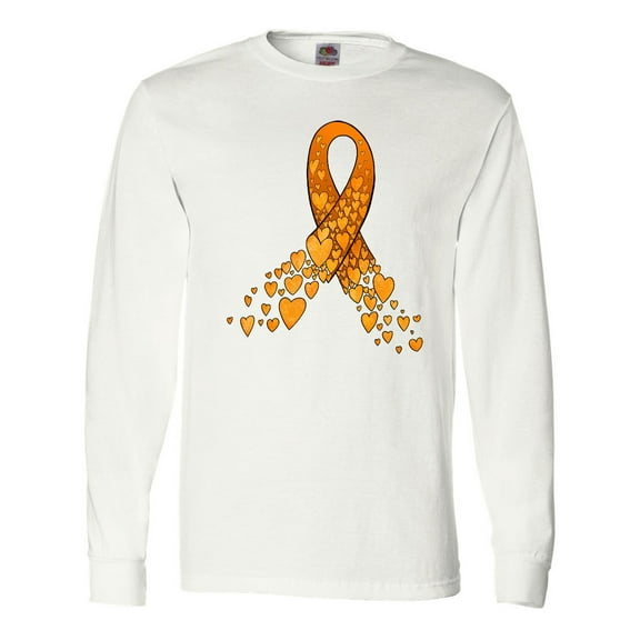 Inktastic Leukemia Awareness with Orange Ribbon Made of Hearts Long Sleeve T-Shirt