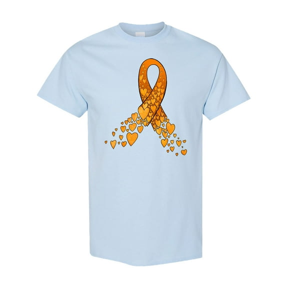 Inktastic Leukemia Awareness with Orange Ribbon Made of Hearts T-Shirt