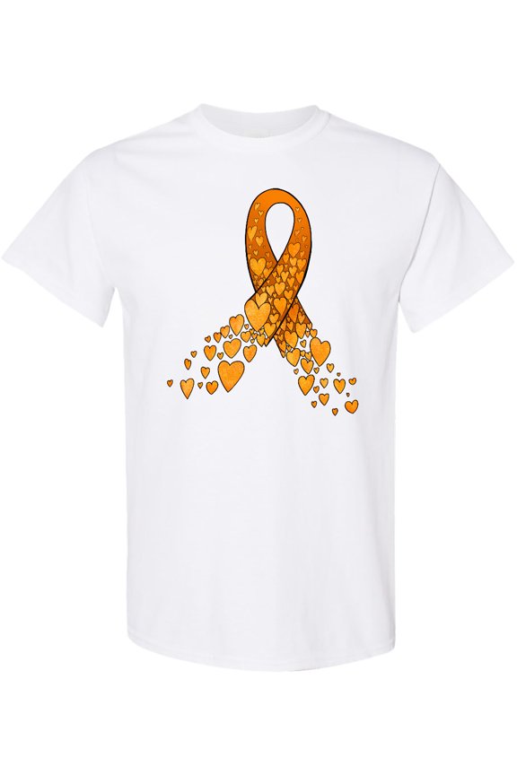 Leukemia Awareness with Orange Ribbon Made of Hearts T-Shirt