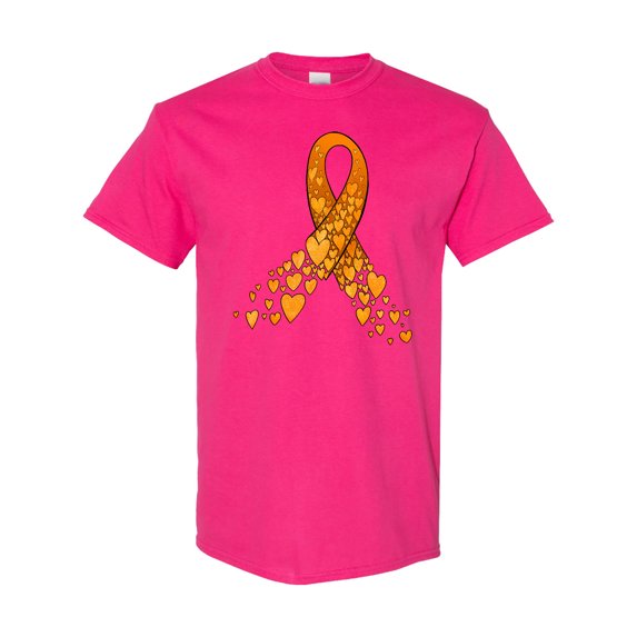 Inktastic Leukemia Awareness with Orange Ribbon Made of Hearts T-Shirt