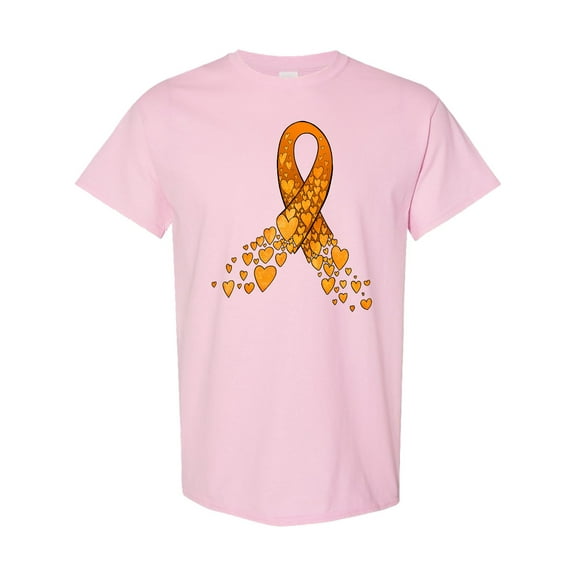 Inktastic Leukemia Awareness with Orange Ribbon Made of Hearts T-Shirt