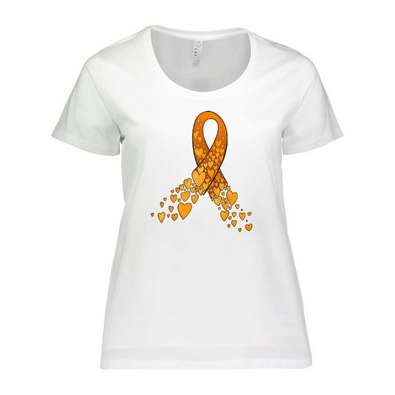 Inktastic Leukemia Awareness with Orange Ribbon Made of Hearts Women's Plus Size T-Shirt