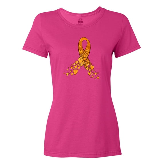 Inktastic Leukemia Awareness with Orange Ribbon Made of Hearts Women's T-Shirt