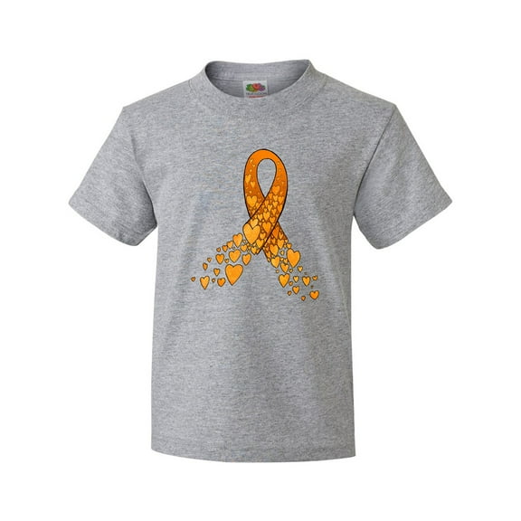 Inktastic Leukemia Awareness with Orange Ribbon Made of Hearts Youth T-Shirt
