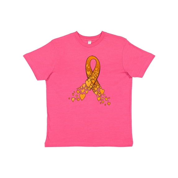 Inktastic Leukemia Awareness with Orange Ribbon Made of Hearts Youth T-Shirt