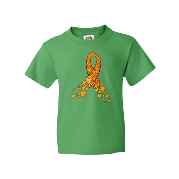 Inktastic Leukemia Awareness with Orange Ribbon Made of Hearts Youth T-Shirt