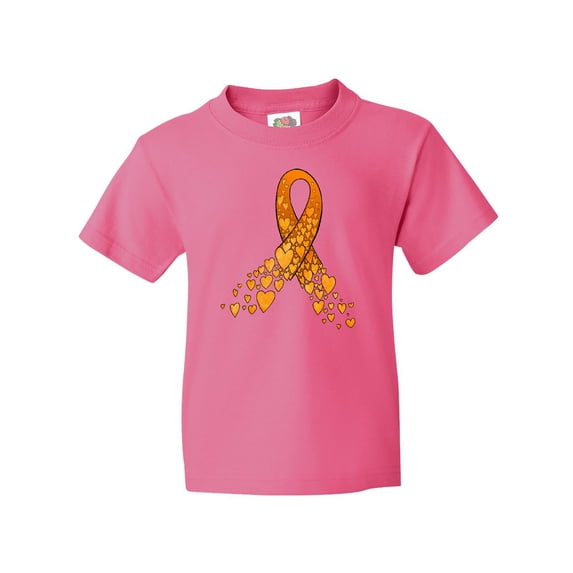 Inktastic Leukemia Awareness with Orange Ribbon Made of Hearts Youth T-Shirt