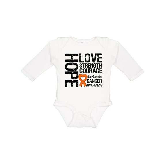 Inktastic Leukemia Cancer Hope Love Strength Boys or Girls Long Sleeve Baby Bodysuit