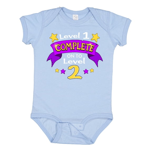 Inktastic Level 1 Complete, on to Level 2 2nd Birthday Level Up Boys or Girls Baby Bodysuit