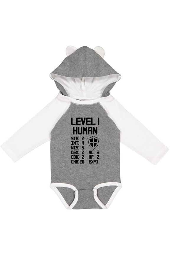 Level 1 Human Boys or Girls Long Sleeve Baby Bodysuit